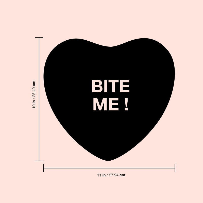 Valentines Day Vinyl Wall Art Decal - Bite Me Heart Candy - 10" x 11" - Valentine’s Home Living Room Bedroom Sticker - Indoor Outdoor Positive Household Couples Apartment Decor (10" x 11"; Black) 2