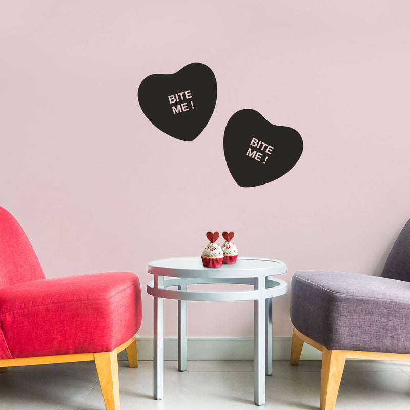 Valentines Day Vinyl Wall Art Decal - Bite Me Heart Candy - 10" x 11" - Valentine’s Home Living Room Bedroom Sticker - Indoor Outdoor Positive Household Couples Apartment Decor (10" x 11"; Black) 3