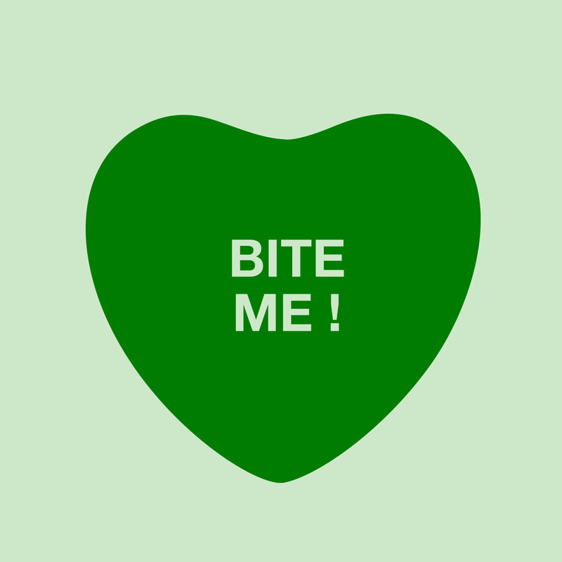 Valentines Day Vinyl Wall Art Decal - Bite Me Heart Candy - 10" x 11" - Valentine’s Home Living Room Bedroom Sticker - Indoor Outdoor Positive Household Couples Apartment Decor (10" x 11"; Green) 1