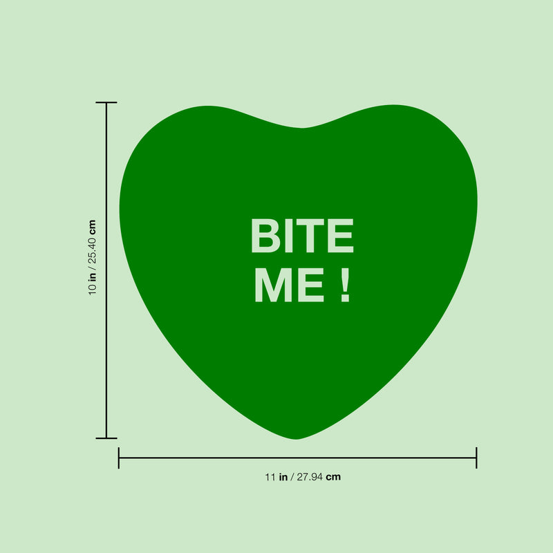 Valentines Day Vinyl Wall Art Decal - Bite Me Heart Candy - 10" x 11" - Valentine’s Home Living Room Bedroom Sticker - Indoor Outdoor Positive Household Couples Apartment Decor (10" x 11"; Green) 2