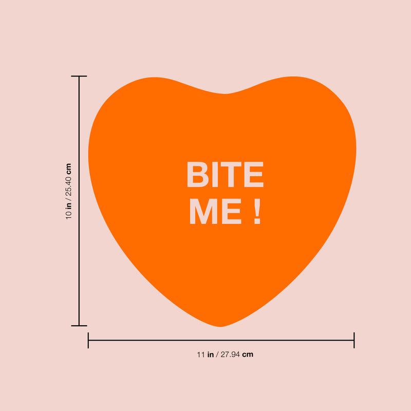 Valentines Day Vinyl Wall Art Decal - Bite Me Heart Candy - 10" x 11" - Valentine’s Home Living Room Bedroom Sticker - Indoor Outdoor Positive Household Couples Apartment Decor (10" x 11"; Orange) 2