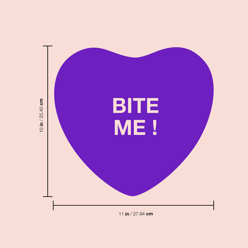 Valentines Day Vinyl Wall Art Decal - Bite Me Heart Candy - 10" x 11" - Valentine’s Home Living Room Bedroom Sticker - Indoor Outdoor Positive Household Couples Apartment Decor (10" x 11"; Purple) 2