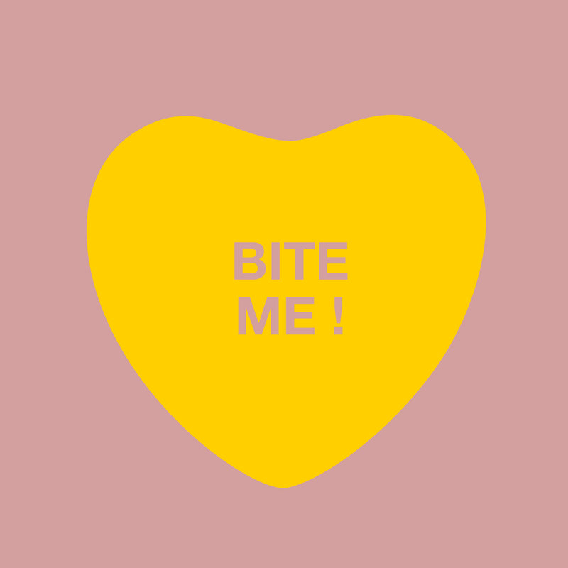 Valentines Day Vinyl Wall Art Decal - Bite Me Heart Candy - 10" x 11" - Valentine’s Home Living Room Bedroom Sticker - Indoor Outdoor Positive Household Couples Apartment Decor (10" x 11"; Yellow) 1