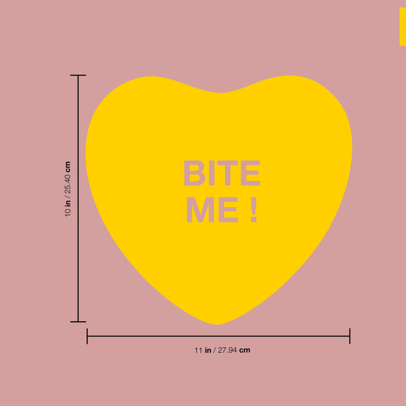 Valentines Day Vinyl Wall Art Decal - Bite Me Heart Candy - 10" x 11" - Valentine’s Home Living Room Bedroom Sticker - Indoor Outdoor Positive Household Couples Apartment Decor (10" x 11"; Yellow) 2