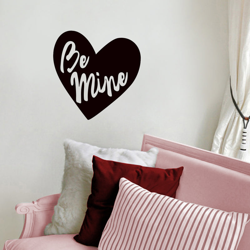 Valentines Day Vinyl Wall Art Decal - Be Mine - 22.5" x 22.5" - Valentine’s Heart Home Living Room Bedroom Sticker - Cute Couples Indoor Outdoor Apartment Coffee Shop Decor (22.5" x 22.5"; Black) 2