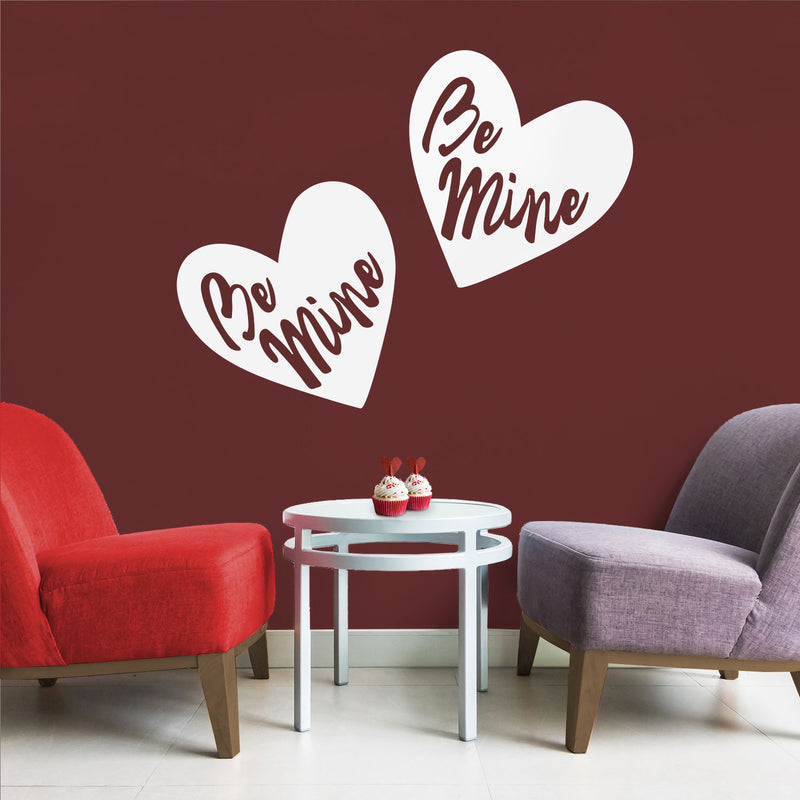 Valentines Day Vinyl Wall Art Decal - Be Mine - 22.5" x 22.5" - Valentine’s Heart Home Living Room Bedroom Sticker - Cute Couples Indoor Outdoor Apartment Coffee Shop Decor (22.5" x 22.5"; White) 2