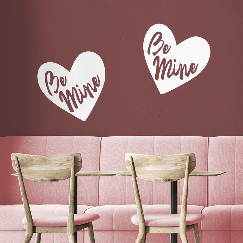 Valentines Day Vinyl Wall Art Decal - Be Mine - 22.5" x 22.5" - Valentine’s Heart Home Living Room Bedroom Sticker - Cute Couples Indoor Outdoor Apartment Coffee Shop Decor (22.5" x 22.5"; White) 3