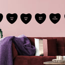 Set of 4 Valentines Day Vinyl Wall Art Decal - Assorted Heart Candies - 10" x 11" Each - Valentine’s Home Living Room Bedroom Fun Indoor Outdoor Apartment Coffee Shop Decor (10" x 11" Each; Black) 2