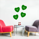 Set of 4 Valentines Day Vinyl Wall Art Decal - Assorted Heart Candies - 10" x 11" Each - Valentine’s Home Living Room Bedroom Fun Indoor Outdoor Apartment Coffee Shop Decor (10" x 11" Each; Green) 4