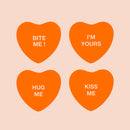 Set of 4 Valentines Day Vinyl Wall Art Decal - Assorted Heart Candies - 10" x 11" Each - Valentine’s Home Living Room Bedroom Fun Indoor Outdoor Apartment Coffee Shop Decor (10" x 11" Each; Orange) 1