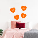 Set of 4 Valentines Day Vinyl Wall Art Decal - Assorted Heart Candies - 10" x 11" Each - Valentine’s Home Living Room Bedroom Fun Indoor Outdoor Apartment Coffee Shop Decor (10" x 11" Each; Orange) 4