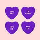 Set of 4 Valentines Day Vinyl Wall Art Decal - Assorted Heart Candies - 10" x 11" Each - Valentine’s Home Living Room Bedroom Fun Indoor Outdoor Apartment Coffee Shop Decor (10" x 11" Each; Purple) 1