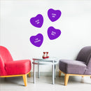 Set of 4 Valentines Day Vinyl Wall Art Decal - Assorted Heart Candies - 10" x 11" Each - Valentine’s Home Living Room Bedroom Fun Indoor Outdoor Apartment Coffee Shop Decor (10" x 11" Each; Purple) 3