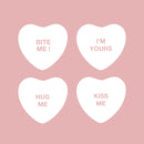 Set of 4 Valentines Day Vinyl Wall Art Decal - Assorted Heart Candies - 10" x 11" Each - Valentine’s Home Living Room Bedroom Fun Indoor Outdoor Apartment Coffee Shop Decor (10" x 11" Each; White) 1