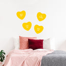 Set of 4 Valentines Day Vinyl Wall Art Decal - Assorted Heart Candies - 10" x 11" Each - Valentine’s Home Living Room Bedroom Fun Indoor Outdoor Apartment Coffee Shop Decor (10" x 11" Each; Yellow) 1
