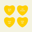 Set of 4 Valentines Day Vinyl Wall Art Decal - Assorted Heart Candies - 10" x 11" Each - Valentine’s Home Living Room Bedroom Fun Indoor Outdoor Apartment Coffee Shop Decor (10" x 11" Each; Yellow) 4