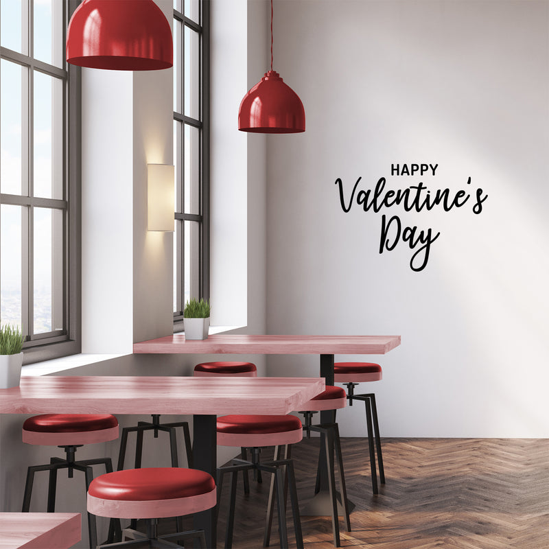 Valentines Day Vinyl Wall Art Decal - Happy Valentine’s Day - 16" x 23" - Modern Quote Home Living Room Bedroom Sticker - Trendy Indoor Outdoor Apartment Office Work Store Decor (16 x 23; Black) 2