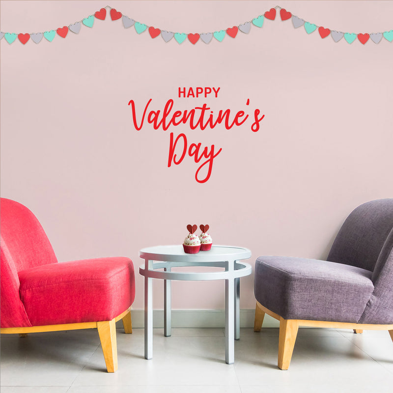 Valentines Day Vinyl Wall Art Decal - Happy Valentine’s Day - 16" x 23" - Modern Quote Home Living Room Bedroom Sticker - Trendy Indoor Outdoor Apartment Office Work Store Decor (16 x 23; Red) 2