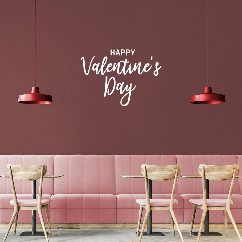 Valentines Day Vinyl Wall Art Decal - Happy Valentine’s Day - 16" x 23" - Modern Quote Home Living Room Bedroom Sticker - Trendy Indoor Outdoor Apartment Office Work Store Decor (16 x 23; White) 2