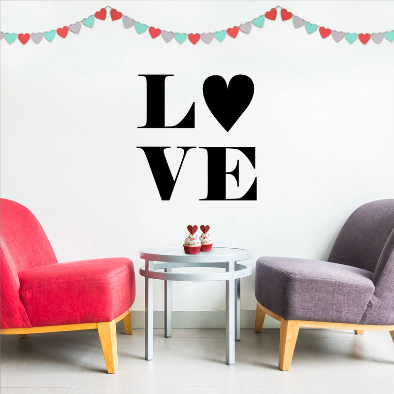 Valentines Day Vinyl Wall Art Decal - Love - Modern Love Heart Trendy Home Living Room Bedroom Sticker - Cute Indoor Outdoor Quote for Office Workplace Apartment Decor (10" x 20"; Black) 2