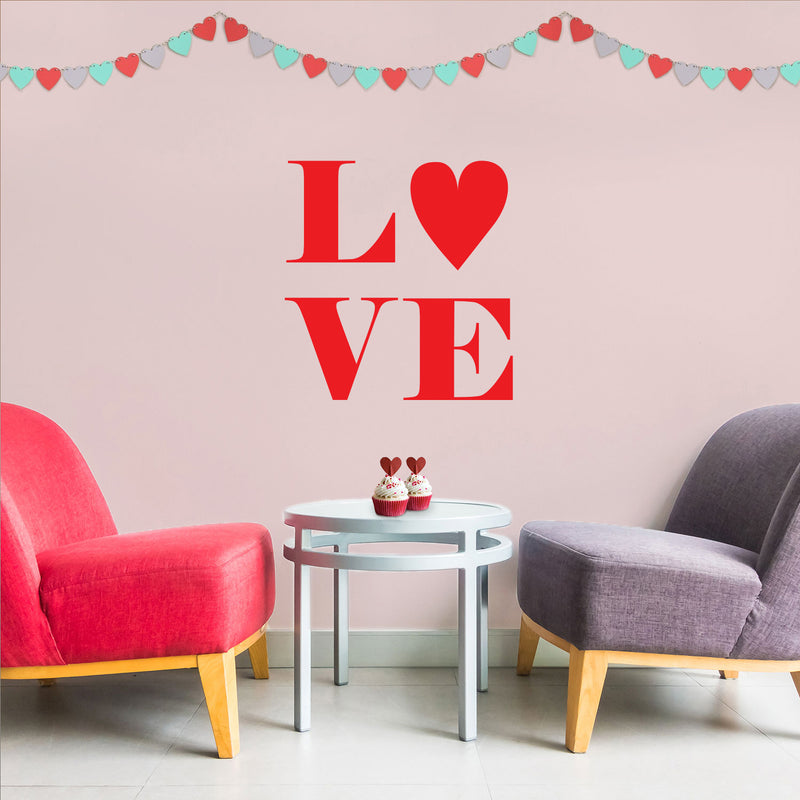 Valentines Day Vinyl Wall Art Decal - Love - 24" x 23" - Valentine’s Cute Quote for Home Living Room Bedroom Sticker - Trendy Couples Indoor Outdoor Apartment Office Work Decor (24" x 23"; Red) 2