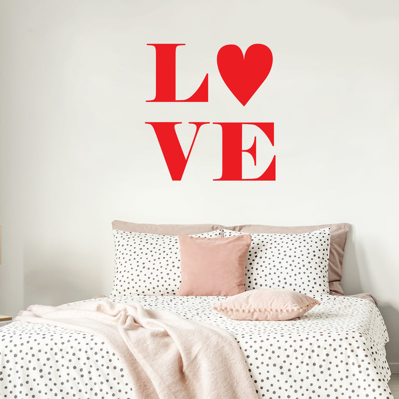 Valentines Day Vinyl Wall Art Decal - Love - 24" x 23" - Valentine’s Cute Quote for Home Living Room Bedroom Sticker - Trendy Couples Indoor Outdoor Apartment Office Work Decor (24" x 23"; Red) 3