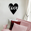 Valentines Day Vinyl Wall Art Decal - Love in Cursive - 23" x 20" - Valentine’s Heart Decor for Home Living Room Bedroom Sticker - Trendy Indoor Outdoor Apartment Office Work (23" x 20"; Black) 2