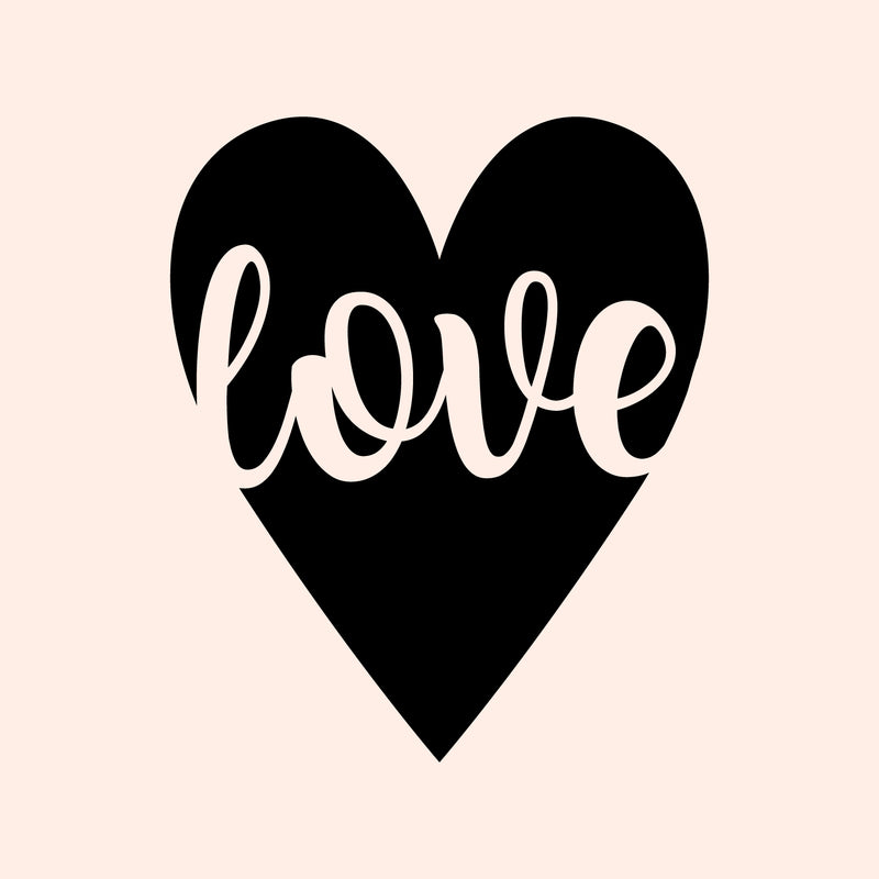 Valentines Day Vinyl Wall Art Decal - Love in Cursive - Valentine’s Heart Decor for Home Living Room Bedroom Sticker - Trendy Indoor Outdoor Apartment Office Work (23" x 20"; Black) 1