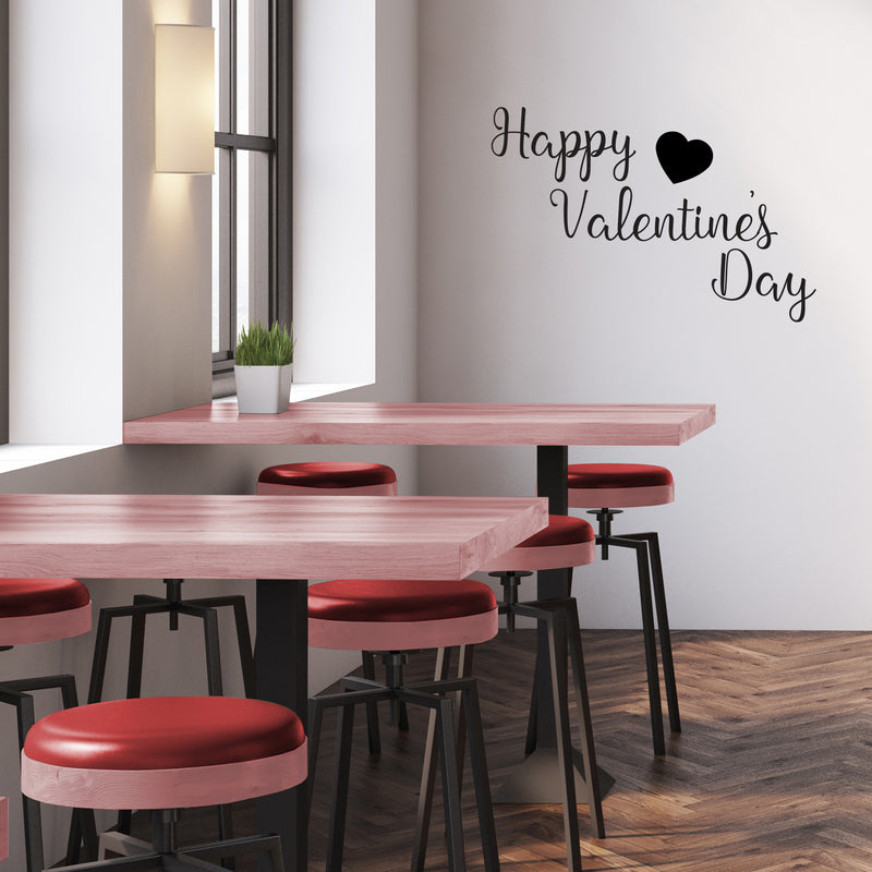 Valentines Day Vinyl Wall Art Decal - Happy Valentine’s Day - 15" x 23" - Valentine’s Lovers Heart Decor Romantic Couples Home Living Room Bedroom Apartment Indoor Work Sticker (15" x 23"; Black) 3