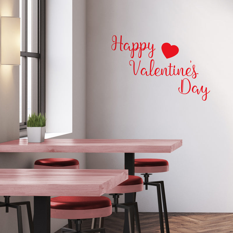 Valentines Day Vinyl Wall Art Decal - Happy Valentine’s Day - 15" x 23" - Valentine’s Lovers Heart Decor Romantic Couples Home Living Room Bedroom Apartment Indoor Work Sticker (15" x 23"; Red) 3