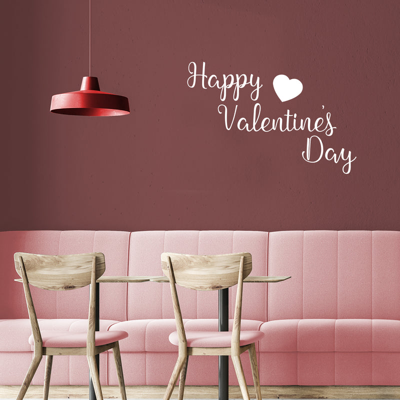 Valentines Day Vinyl Wall Art Decal - Happy Valentine’s Day - 15" x 23" - Valentine’s Lovers Heart Decor Romantic Couples Home Living Room Bedroom Apartment Indoor Work Sticker (15" x 23"; White) 2