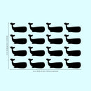 Set of 16 Vinyl Wall Art Decals - Whales - 5" x 8" Each - Fun Ocean Home Bedroom Living Room Apartment Nursery Playroom - Cute Little Kids Toddler Teens Indoor Outdoor Decor (5" x 8" Each; Black) 4