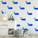 Set of 16 Vinyl Wall Art Decals - Whales - 5" x 8" Each - Fun Ocean Home Bedroom Living Room Apartment Nursery Playroom - Cute Little Kids Toddler Teens Indoor Outdoor Decor (5" x 8" Each; Blue) 3