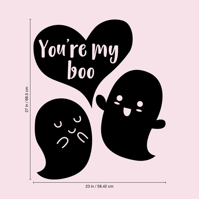 Valentines Day Vinyl Wall Art Decal - You’re My Boo - 27" x 23" - Valentine’s Ghosts Lovers Hearts Decor Cute Romantic Couples Home Living Room Bedroom Apartment Indoor Sticker (27" x 23"; Black) 1