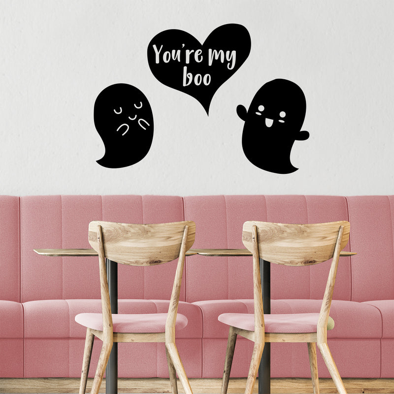 Valentines Day Vinyl Wall Art Decal - You’re My Boo - Valentine’s Ghosts Lovers Hearts Decor Cute Romantic Couples Home Living Room Bedroom Apartment Indoor Sticker (27" x 23"; Black) 3