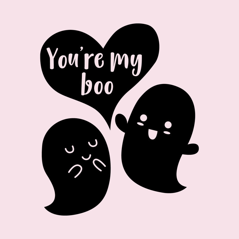 Valentines Day Vinyl Wall Art Decal - You’re My Boo - Valentine’s Ghosts Lovers Hearts Decor Cute Romantic Couples Home Living Room Bedroom Apartment Indoor Sticker (27" x 23"; Black) 1