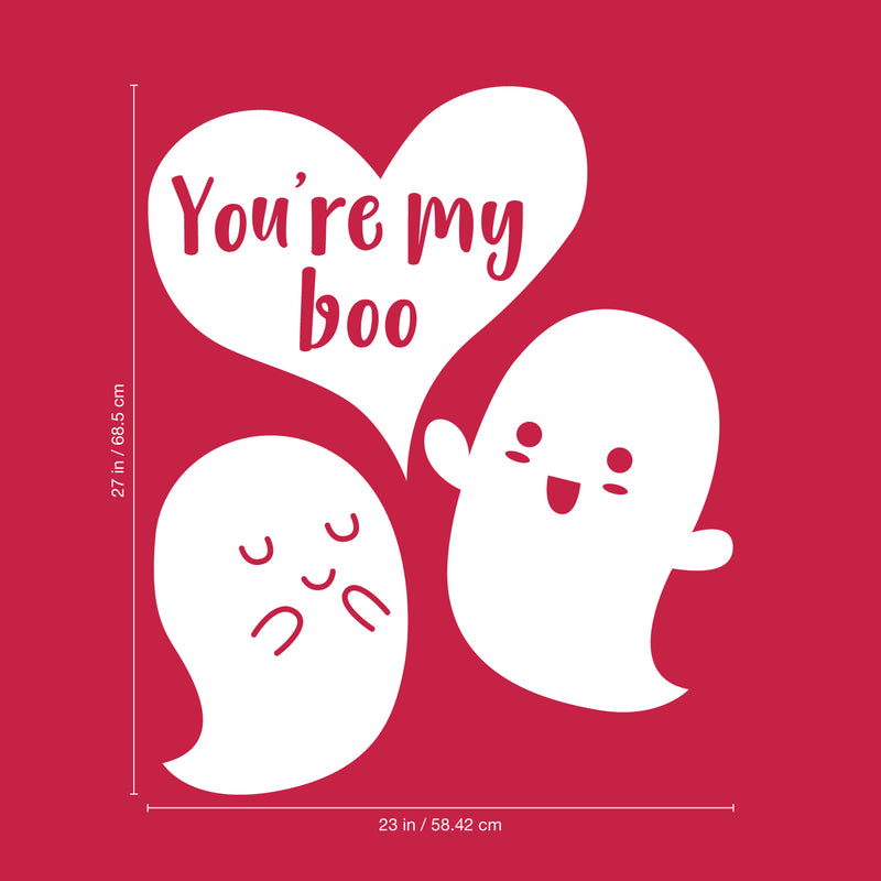 Valentines Day Vinyl Wall Art Decal - You’re My Boo - Valentine’s Ghosts Lovers Hearts Decor Cute Romantic Couples Home Living Room Bedroom Apartment Indoor Sticker (27" x 23"; Black) 5