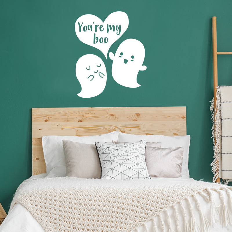 Valentines Day Vinyl Wall Art Decal - You’re My Boo - 27" x 23" - Valentine’s Ghosts Lovers Hearts Decor Cute Romantic Couples Home Living Room Bedroom Apartment Indoor Sticker (27" x 23"; White) 2