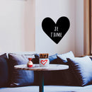 Valentines Day Vinyl Wall Art Decal - Je T’Aime - - Valentine’s Heart Lovers Decor Cute Romantic Couples Home Living Room Bedroom Apartment Indoor Sticker (; Black) 1