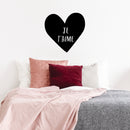 Valentines Day Vinyl Wall Art Decal - Je T’Aime - - Valentine’s Heart Lovers Decor Cute Romantic Couples Home Living Room Bedroom Apartment Indoor Sticker (; Black) 2