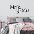 Vinyl Wall Art Decal - Mr & Mrs - 20" x 45.5" - Couples Wedding Reception Home Adhesive Sticker - Marriage Wedlock of Love Living Room Bedroom Decor Stickers (20" x 45.5"; Black) 2