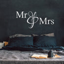 Vinyl Wall Art Decal - Mr & Mrs - 20" x 45.5" - Couples Wedding Reception Home Adhesive Sticker - Marriage Wedlock of Love Living Room Bedroom Decor Stickers (20" x 45.5"; White) 3