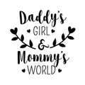 Vinyl Wall Art Decal - Daddy’s Girl and Mommy’s World - 23" x 22.5" - Sweet Little Toddler Girls Baby Cute Love Home Apartment Nursery Playroom Kids Bedroom Quotes Decoration 1