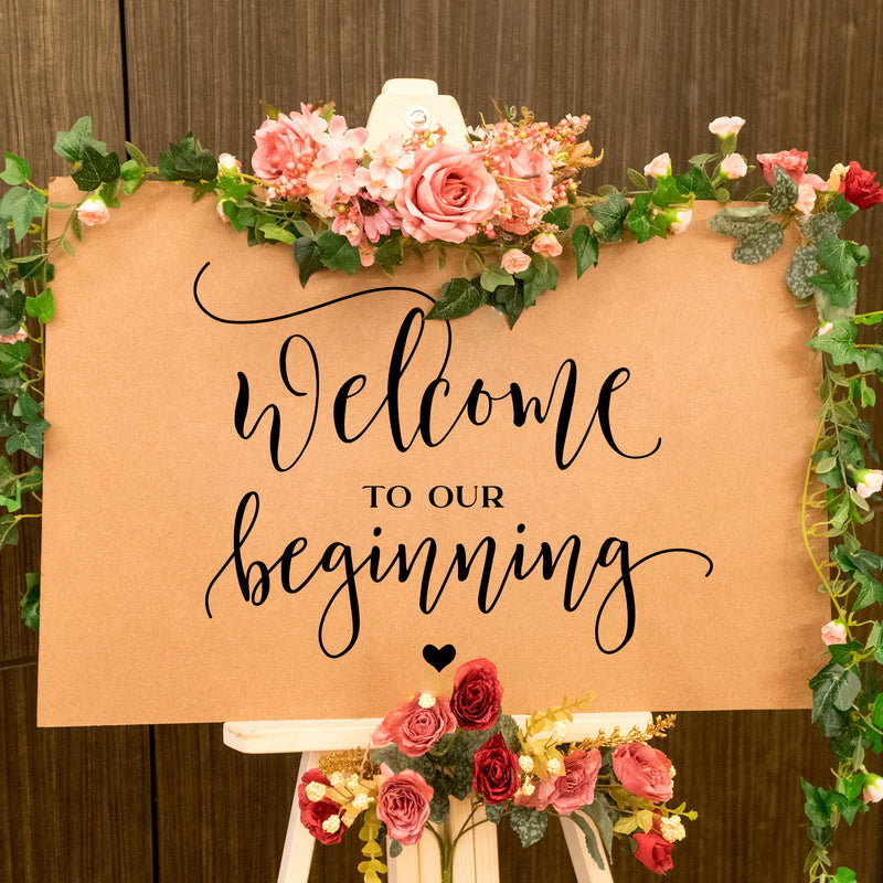 Vinyl Wall Art Decal - Welcome To Our Beginning - Couples Wedding Reception Home Adhesive Sticker - Marriage Wedlock Family Gifts Of Love Living Room Bedroom Decor Stickers 2