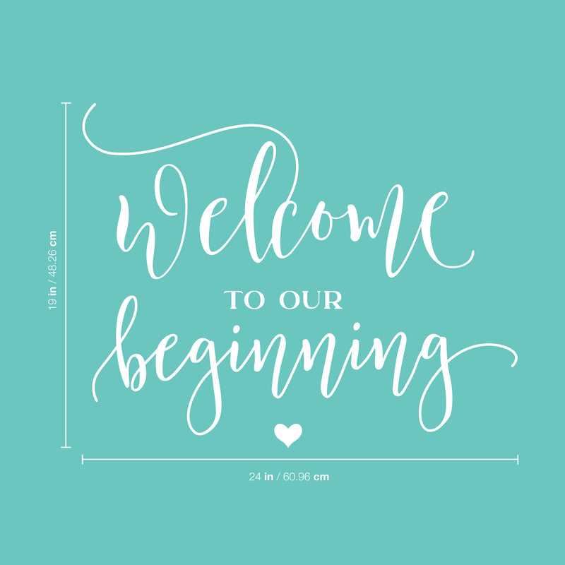 Vinyl Wall Art Decal - Welcome To Our Beginning - Couples Wedding Reception Home Adhesive Sticker - Marriage Wedlock Family Gifts Of Love Living Room Bedroom Decor Stickers 5