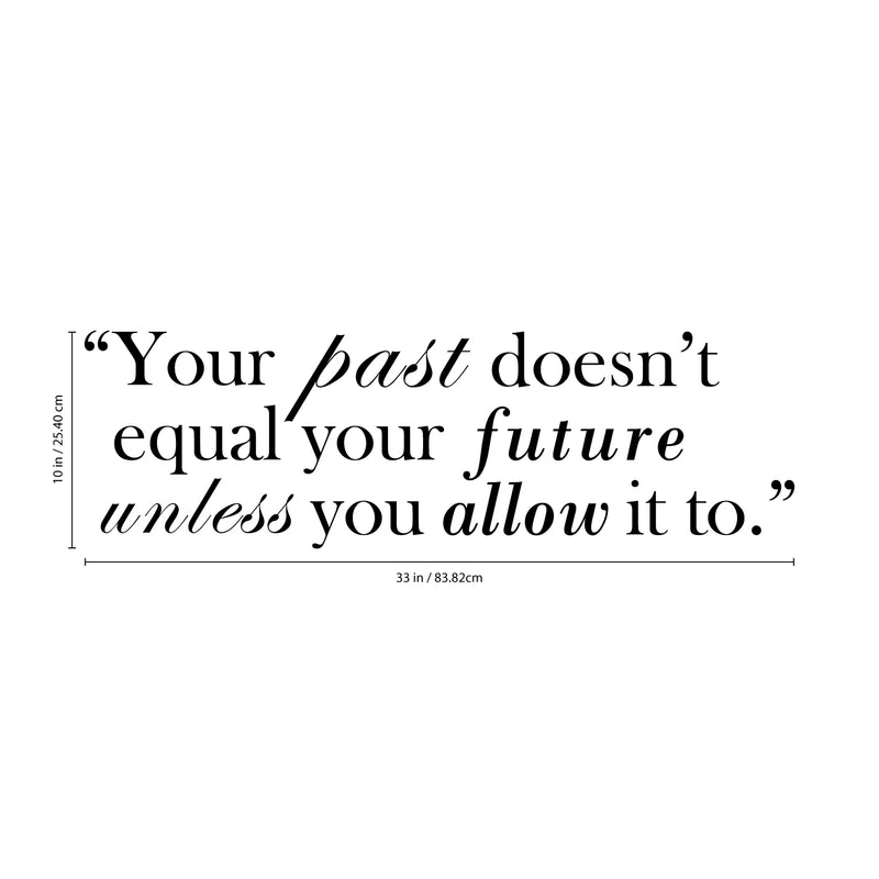 Vinyl Wall Art Decal - Your Past Doesn’t Equal Your Future Unless You Allow It to - 10" x 33" - Inspirational Life Quote for Home Bedroom Office Workplace Apartment Living Room Quotes 4