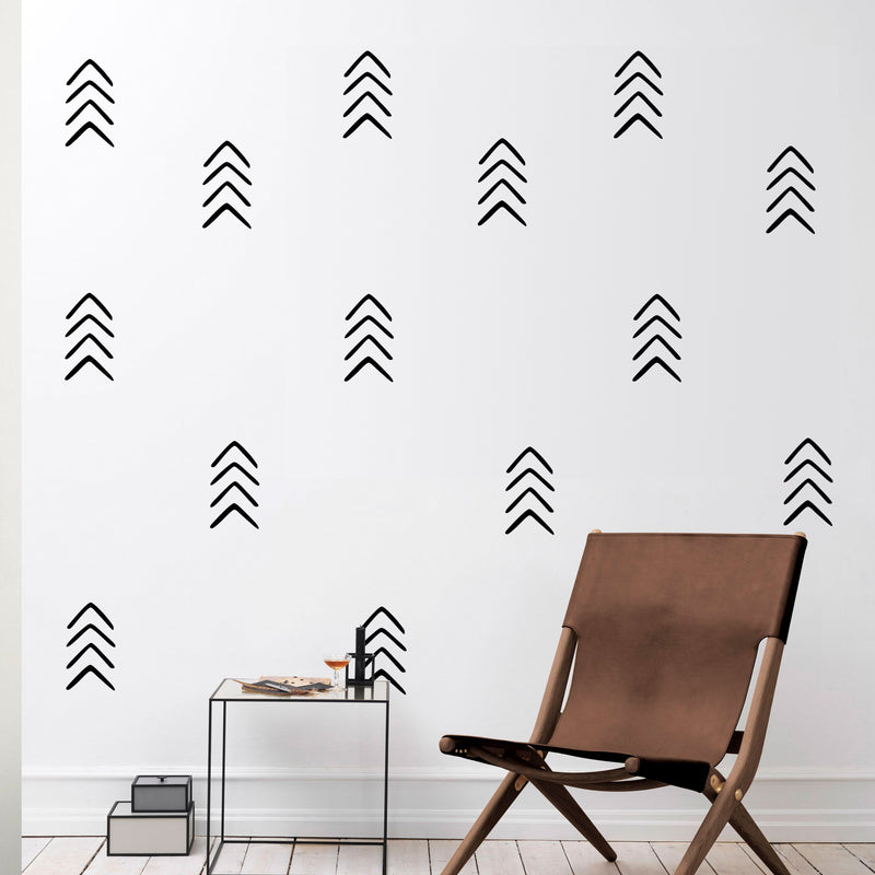 Set of 12 Vinyl Wall Art Decals - Arrows - 8" x 4" Each - Modern Sticker Pattern For Home Office Bedroom Nursery Living Room - Urban Lifestyle Minimalist Playroom Apartment Decor (8" x 4" each; Black) 2