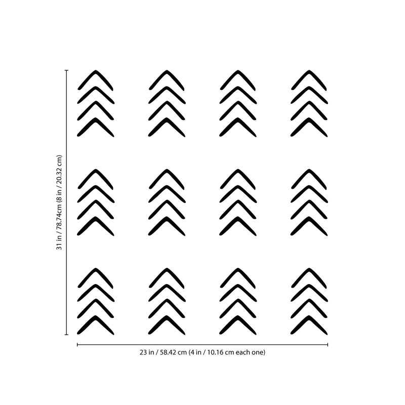 Set of 12 Vinyl Wall Art Decals - Arrows - 8" x 4" Each - Modern Sticker Pattern For Home Office Bedroom Nursery Living Room - Urban Lifestyle Minimalist Playroom Apartment Decor (8" x 4" each; Black) 4