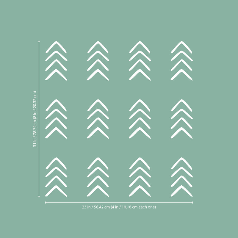 Set of 12 Vinyl Wall Art Decals - Arrows - 8" x 4" Each - Modern Sticker Pattern For Home Office Bedroom Nursery Living Room - Urban Lifestyle Minimalist Playroom Apartment Decor (8" x 4" each; White) 4