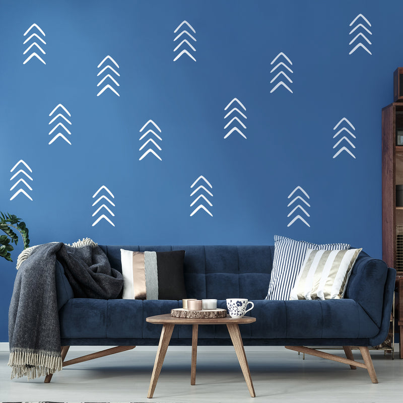 Set of 12 Vinyl Wall Art Decals - Arrows - 8" x 4" Each - Modern Sticker Pattern For Home Office Bedroom Nursery Living Room - Urban Lifestyle Minimalist Playroom Apartment Decor (8" x 4" each; White) 3
